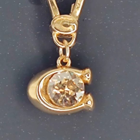 COACH Collectible Signature C Stone Charm Swarovski Crystals Gold Tone - Picture 5 of 7